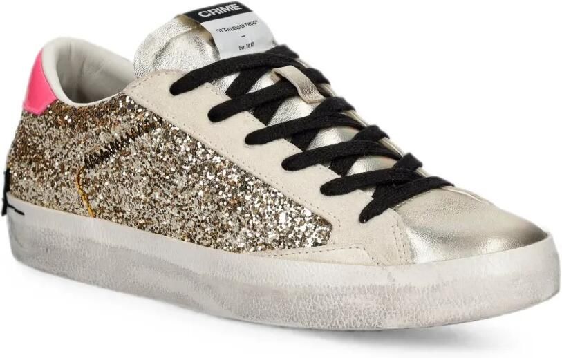 Crime London Gerafelde sneakers met glitters Goud - Foto 2