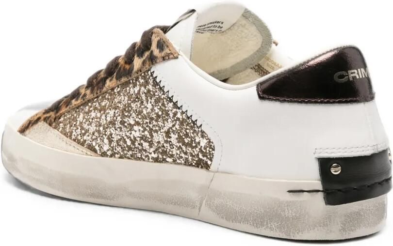 Crime London Gerafelde sneakers met luipaardprint Wit - Foto 2
