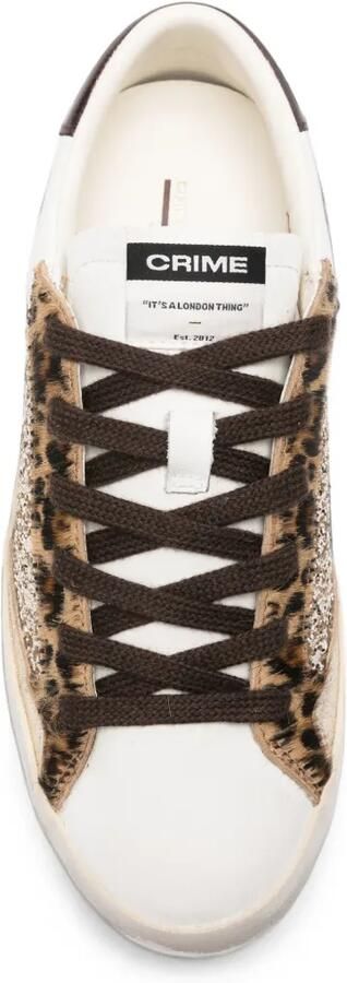 Crime London Gerafelde sneakers met luipaardprint Wit - Foto 4