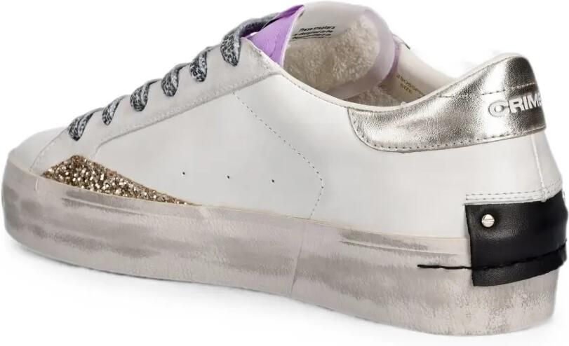 Crime London Gerafelde sneakers met plateauzool en glitters Wit - Foto 2