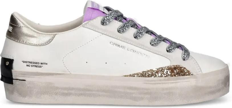 Crime London Gerafelde sneakers met plateauzool en glitters Wit - Foto 3
