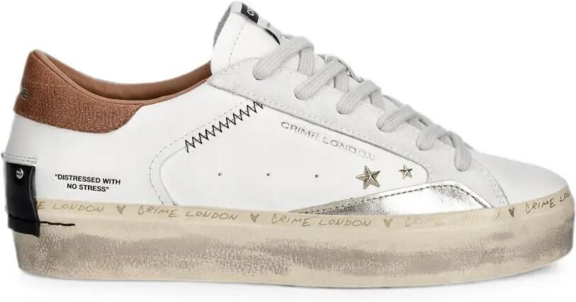 Crime London Gerafelde sneakers met sterpatch Wit