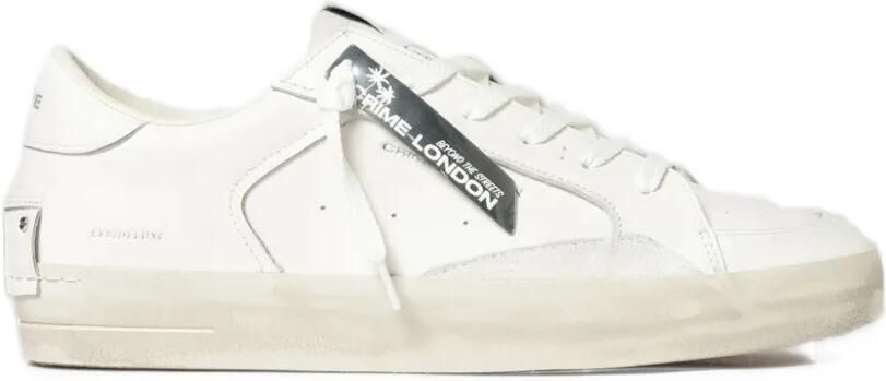 Crime London logo-tag distressed sneakers Wit