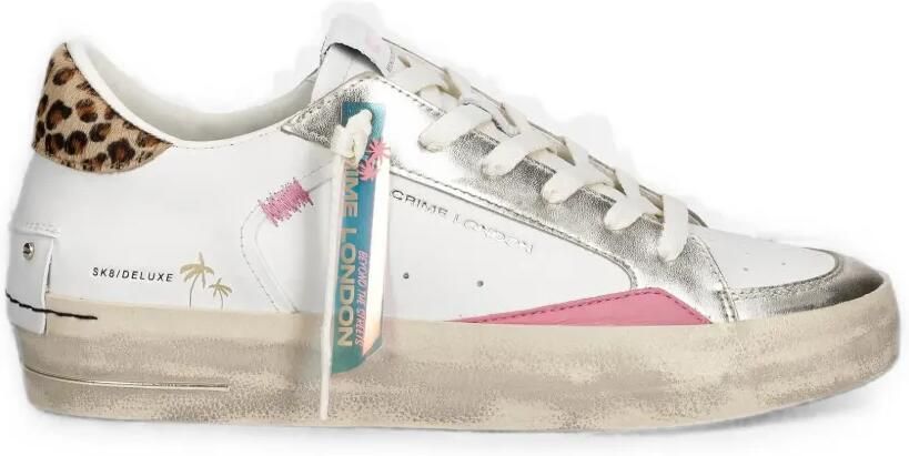 Crime London Metallic sneakers met luipaardprint Wit