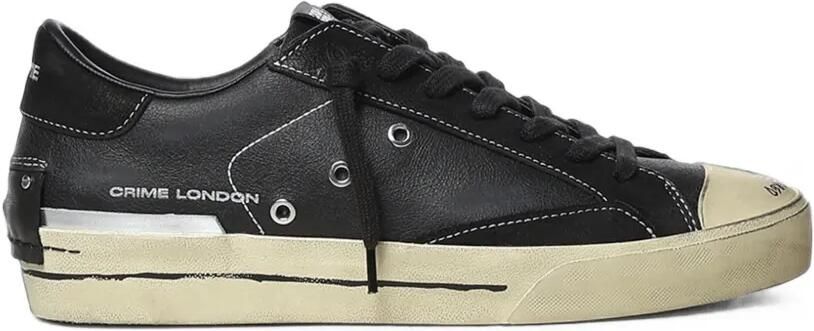 Crime London Midnight leren sneakers met gerafeld effect Zwart