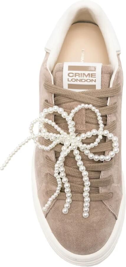 Crime London New Elevate suède sneakers verfraaid met parels Beige