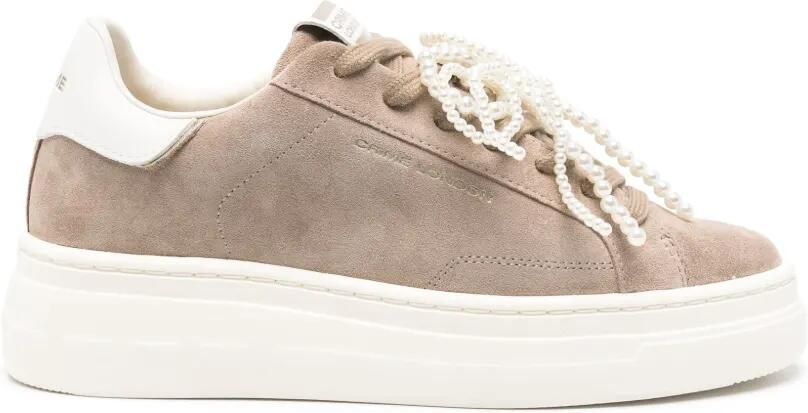 Crime London New Elevate suède sneakers verfraaid met parels Beige - Foto 4
