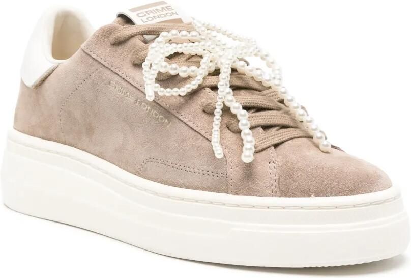 Crime London New Elevate suède sneakers verfraaid met parels Beige - Foto 3