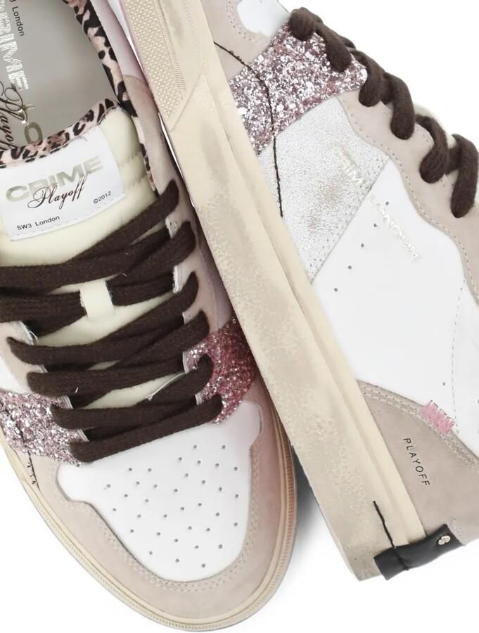Crime London Playoff glitter-embellished sneakers Wit - Foto 2