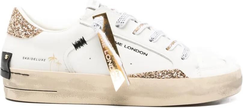 Crime London SK8 Deluxe low-top sneakers met glitters Wit