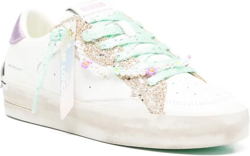 Crime London Sk8 Deluxe sneakers met glitter en kant Wit
