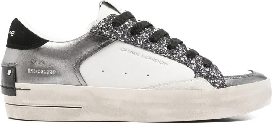 Crime London SK8 Deluxe sneakers met glitters Wit