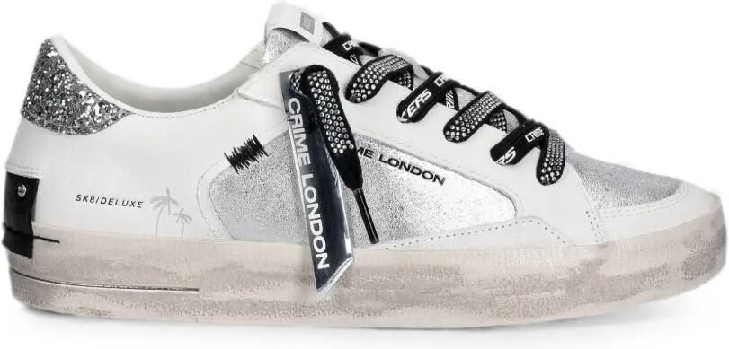 Crime London SK8 Deluxe sneakers met glitters Wit