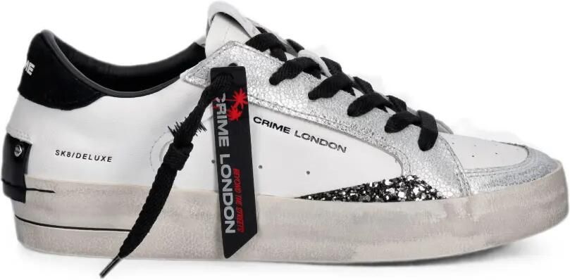 Crime London SK8 Deluxe sneakers met glitters Wit