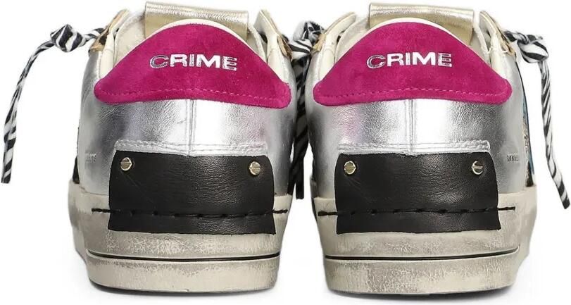 Crime London SK8 Deluxe sneakers met glittervlakken en luipaard-print Zilver - Foto 4