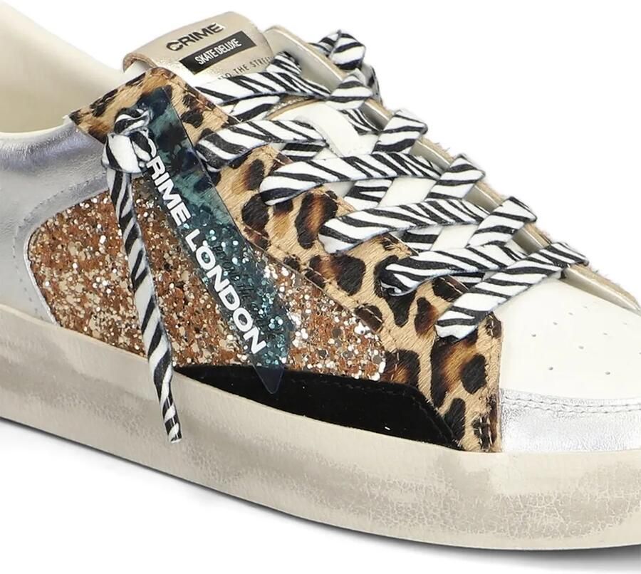 Crime London SK8 Deluxe sneakers met glittervlakken en luipaard-print Zilver - Foto 2