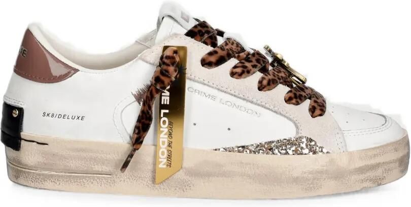 Crime London Sk8 Deluxe sneakers met luipaardprint Wit
