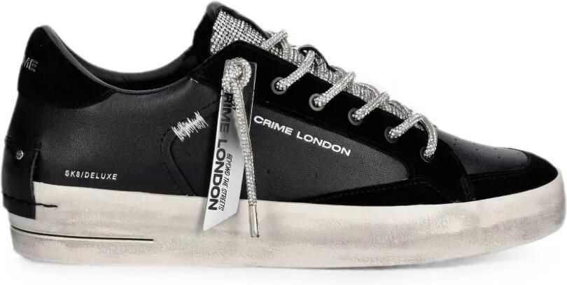 Crime London Sk8 Deluxe Wedge leren sneakers verfraaid met stras Zwart