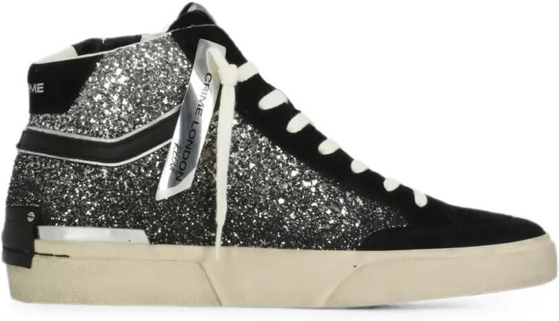 Crime London SK8 Recut high-top sneakers met glitters Zwart