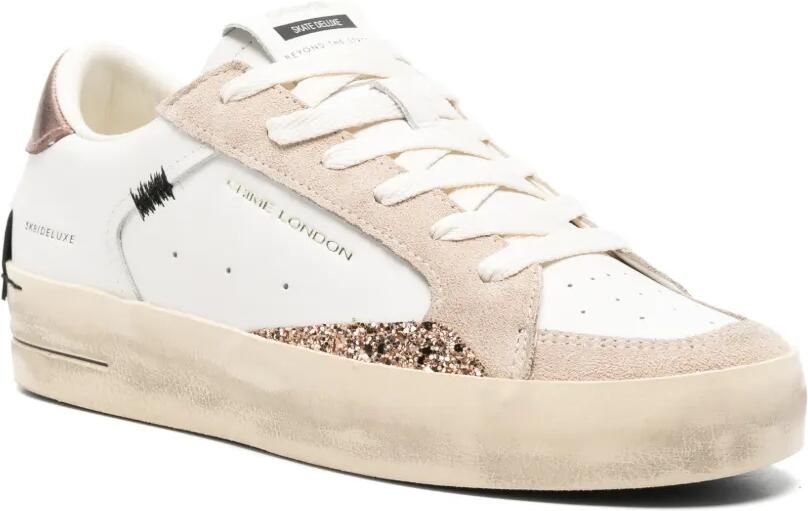 Crime London Skate Deluxe sneakers met glitters Wit