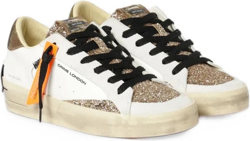 Crime London Skate glitter-panelled sneakers Wit - Foto 3
