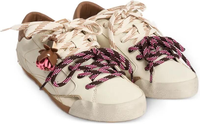 Crime London Sneakerina sneakers met gerafeld effect en bedel Beige - Foto 4