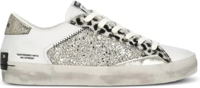 Crime London Sneakers met dierenprint en glitter Wit