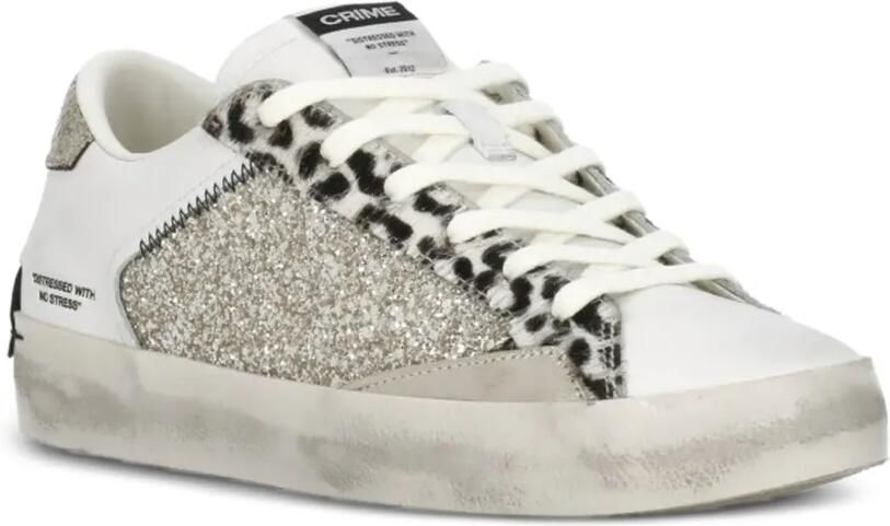 Crime London Sneakers met dierenprint en glitter Wit - Foto 4