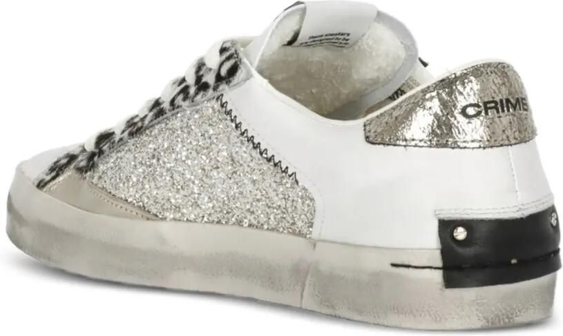 Crime London Sneakers met dierenprint en glitter Wit - Foto 3