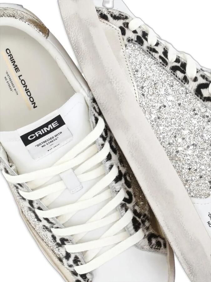 Crime London Sneakers met dierenprint en glitter Wit - Foto 2