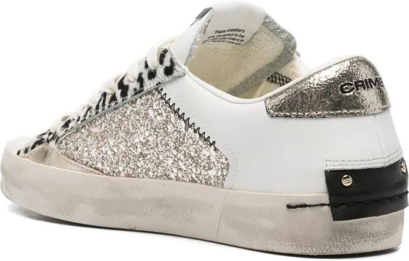 Crime London Sneakers met dierenprint en glitter Wit - Foto 2