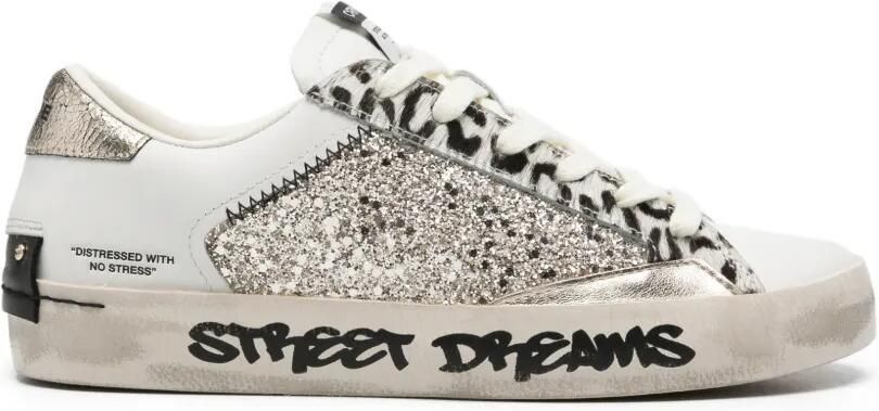 Crime London Sneakers met dierenprint en glitter Wit - Foto 3