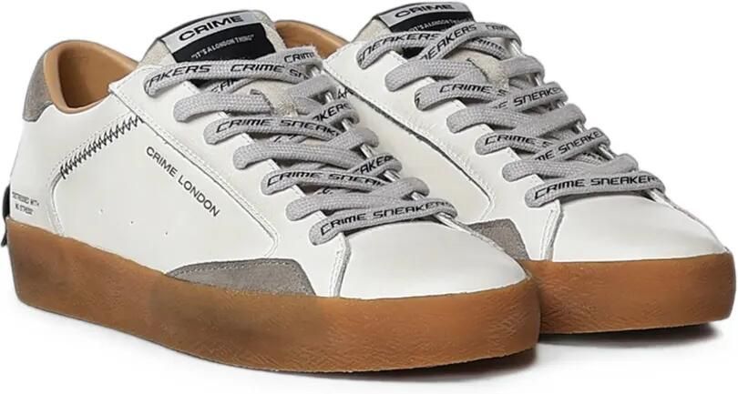Crime London Sneakers met gerafeld effect Wit