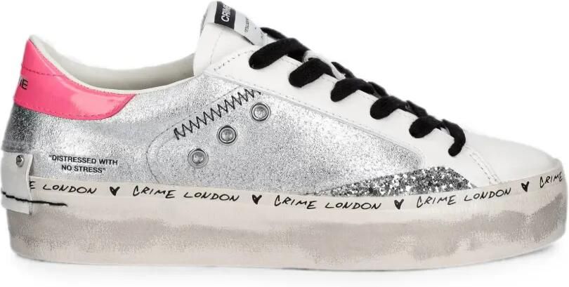 Crime London Sneakers met glitter Wit