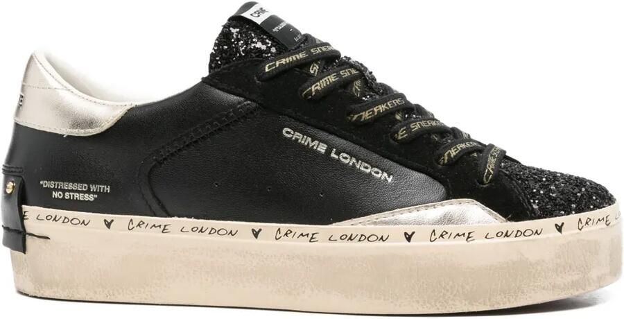 Crime London Sneakers met glittervlak en plateauzool Zwart