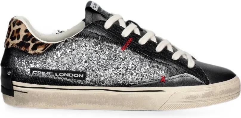 Crime London Sneakers met luipaard-print en glitters Zwart