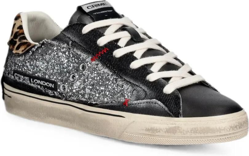 Crime London Sneakers met luipaard-print en glitters Zwart - Foto 2