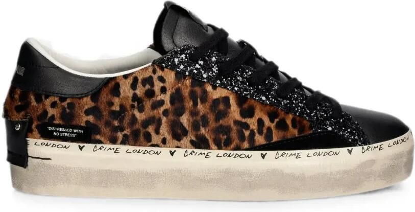 Crime London Sneakers met luipaard-print en glitters Zwart