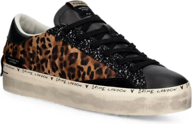 Crime London Sneakers met luipaard-print en glitters Zwart - Foto 2