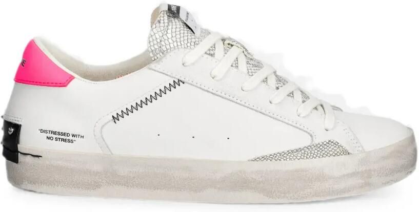 Crime London Sneakers met slangen-effect en vlakken Wit