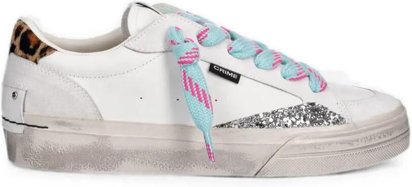 Crime London Soho sneakers met glitters Wit