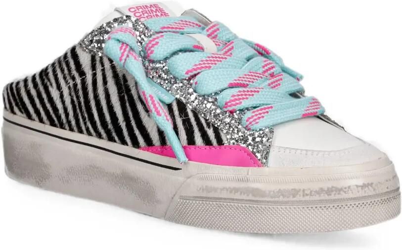 Crime London Soho sneakers met zebra-print en glitters Wit - Foto 3