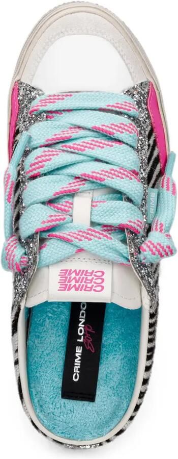 Crime London Soho sneakers met zebra-print en glitters Wit - Foto 4