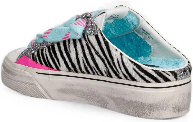 Crime London Soho sneakers met zebra-print en glitters Wit - Foto 2