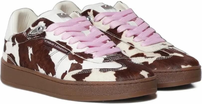 Crime London Wembley cow-print panelled sneakers Bruin - Foto 3