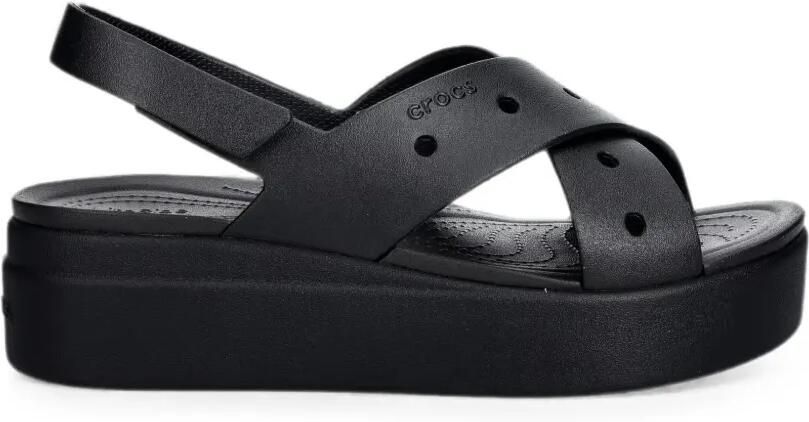 Crocs Brooklyn 4U Cross Strap sandalen met plateauzool Zwart