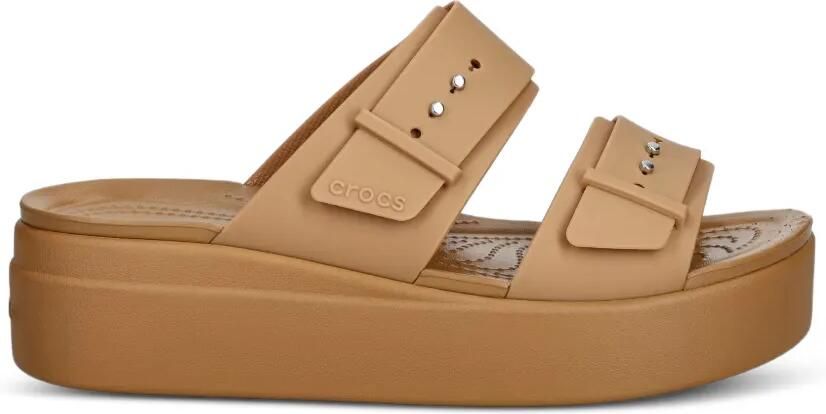 Crocs Brooklyn slippers met platform Beige