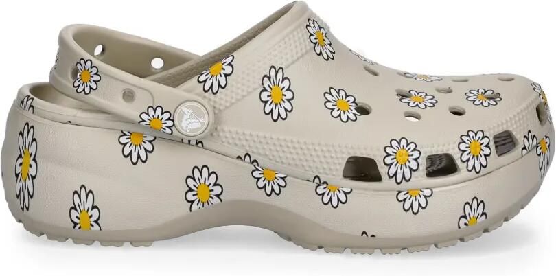 Crocs Classic klompen met plateauzool en bloemen Beige