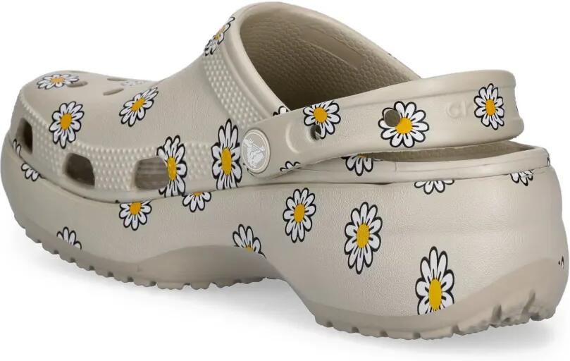 Crocs Classic klompen met plateauzool en bloemen Beige - Foto 2