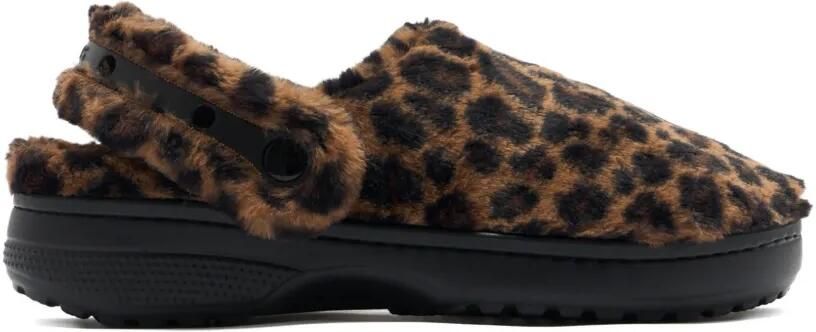 Crocs Donzige slippers met luipaardprint Bruin